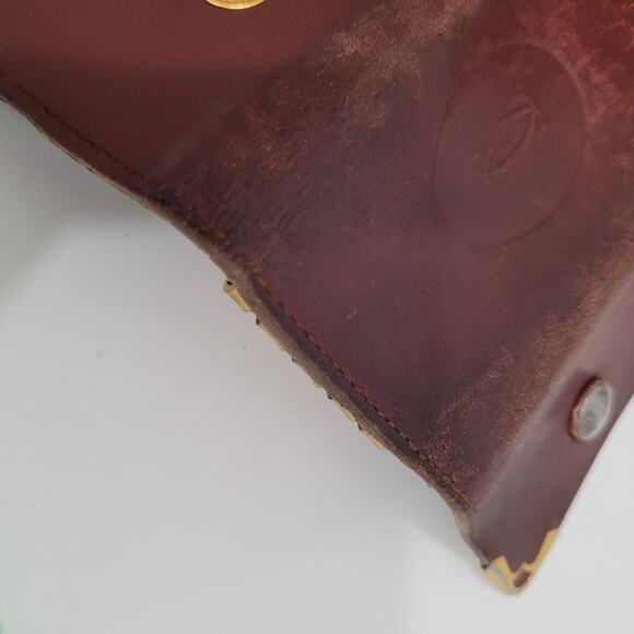 Cartier 4 Key Hooks Charm Case Wallet Red Bordeaux Burgundy Small Logo Leather - Picture 8 of 12